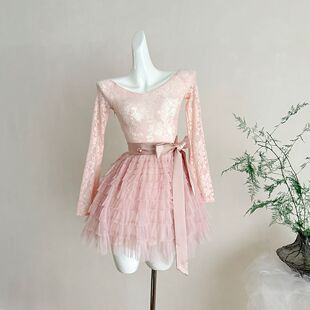 ifashion自制新款法式复古花卉肌理感蕾丝爆款神裙连衣裙女