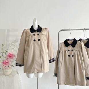 ifashion自制26新款格纹中长款风衣外套女小个子2026年新款夹克