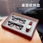 复古大容量黑胡桃纹木质首饰饰品展示盘平盘空盘眼镜盘销售展示盘