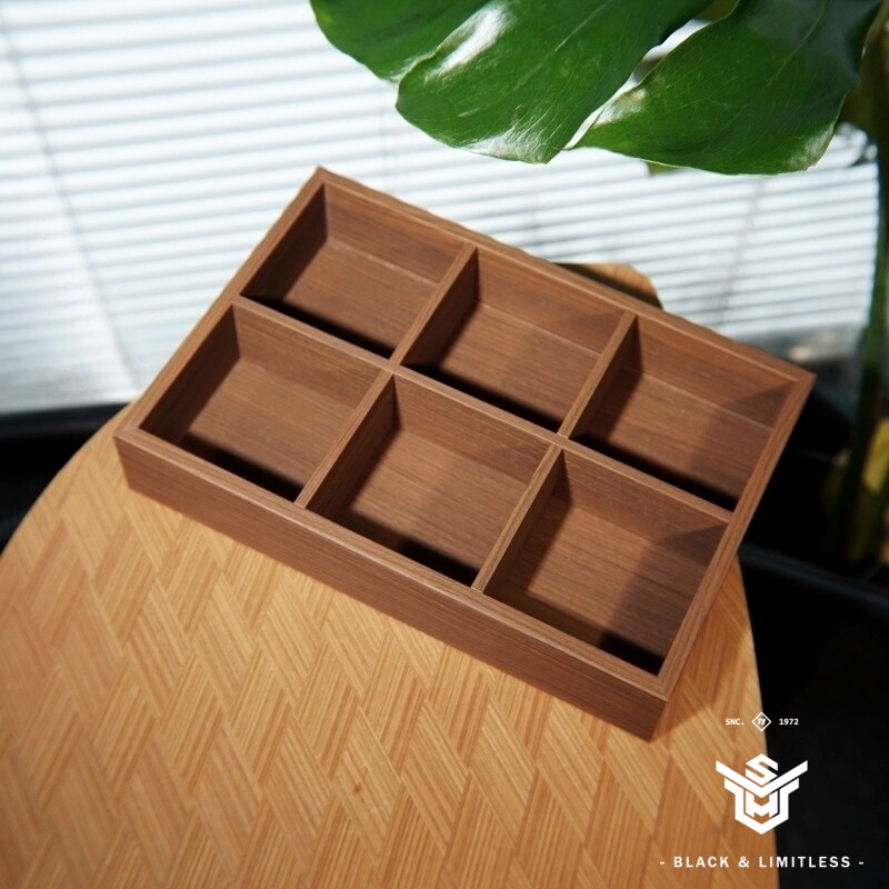 多场景桌面收纳盒木纹分格杂物