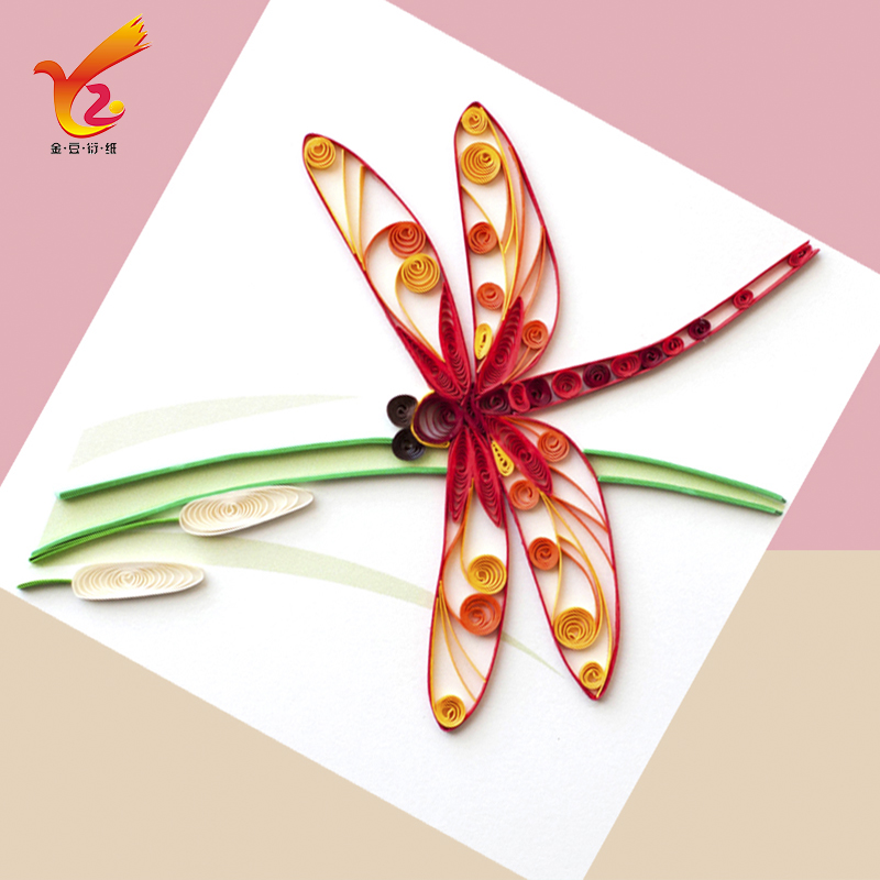 包邮学生diy衍纸手工材料包蜻蜓儿童折纸卷纸画制作成品定制