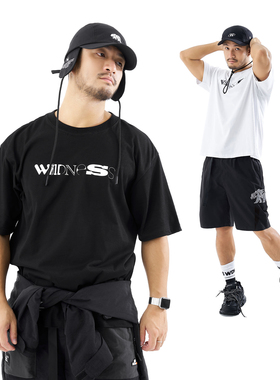 MCREW WILDNESS系列机能logo印花白色黑色宽松纯棉圆领短袖T恤