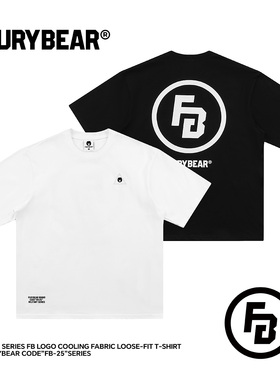 FURYBEAR熊怒FB-25系列简约LOGO印花白色黑色宽松纯棉圆领短袖T恤