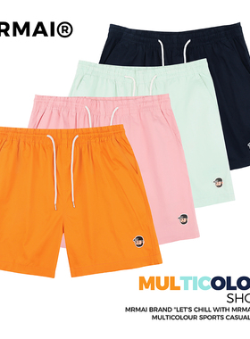 MRMAI CHILL夏季简约浅粉藏青浅蓝橙色健身运动工装宽松四分短裤
