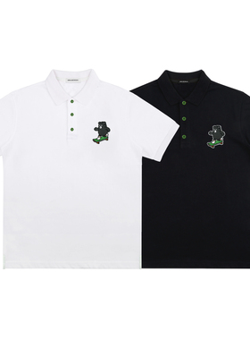 MMLAB KOHIBEAR新款滑板咖啡熊夏季休闲纯棉白色黑色短袖POLO衫