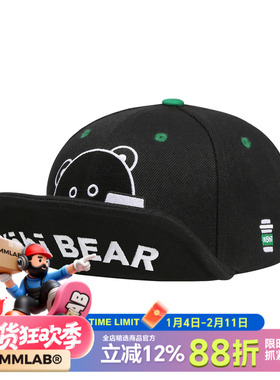 MMLABCREW KOHIBEAR刺绣潮流翘檐帽平檐棒球帽黑色后扣式翘檐帽