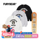 FURYBEAR系列美式 熊头迷彩白色黑色麻灰印花加绒加厚套头圆领卫衣