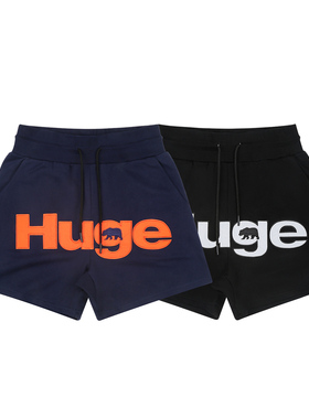 MCREW HugeBear系列字母贴布绣藏青黑色松紧腰头休闲运动健身短裤