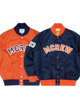 MCrew 加州熊系列春秋薄款美式复古运动字母撞色刺绣棒球夹克外套