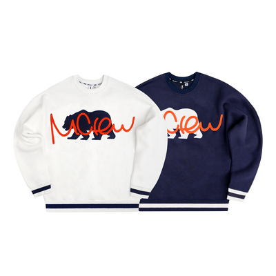 蝙蝠袖落肩白色藏青加绒厚卫衣