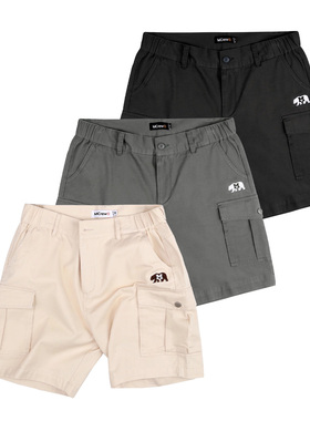 MCREW CABEAR加州熊刺绣夏季休闲中裤卡其深灰户外工装口袋短裤