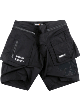 MCREW CABEAR夏季新款加州熊刺绣LOGO可拆卸黑色工装机能风短裤