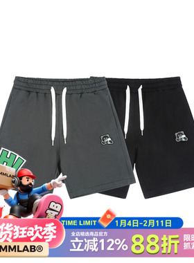 MMLABCREW KOHIBEAR 咖啡熊字母贴布绣运动针织重磅短裤五分裤