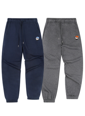 MMLAB MRMAI秋冬简约LOGO绣花藏青深麻灰运动长裤毛圈针织卫裤