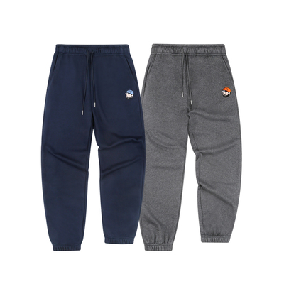 MMLAB MRMAI秋冬简约LOGO绣花藏青深麻灰运动长裤毛圈针织卫裤