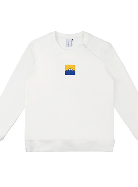 MMLABCREW FUJI 富士山刺绣LOGO白色长袖拉链装饰圆领卫衣