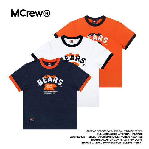 MCREWBEARCREW复古刺绣短袖T恤