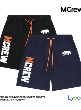 MCREW夏季新款贴布绣黑色藏青莱赛尔空气棉针织休闲速干运动短裤