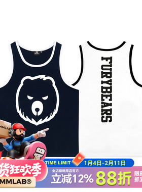 MCREW FuryBears夏季新款熊头白色藏青纯棉运动休闲健身印花背心