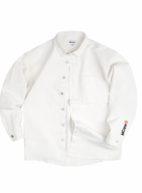 MCREW CABEAR加州熊绣标米白斜纹加厚宽松长袖衬衫式外套