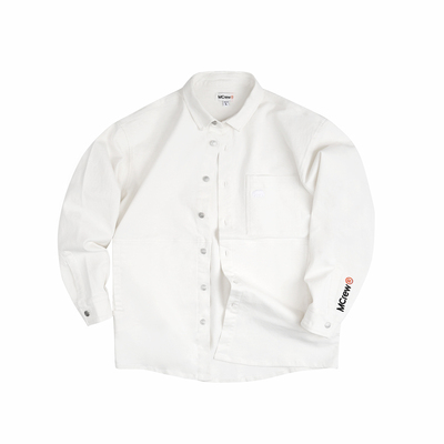 斜纹加厚宽松长袖衬衫式外套