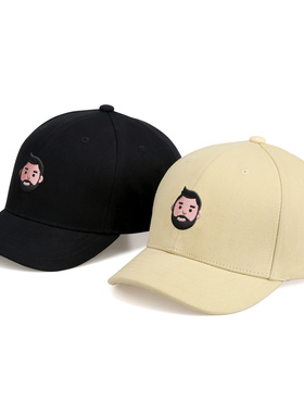 MMLABCREW MRMAI系列刺绣LOGO简约运动休闲卡其黑色短弯檐棒球帽