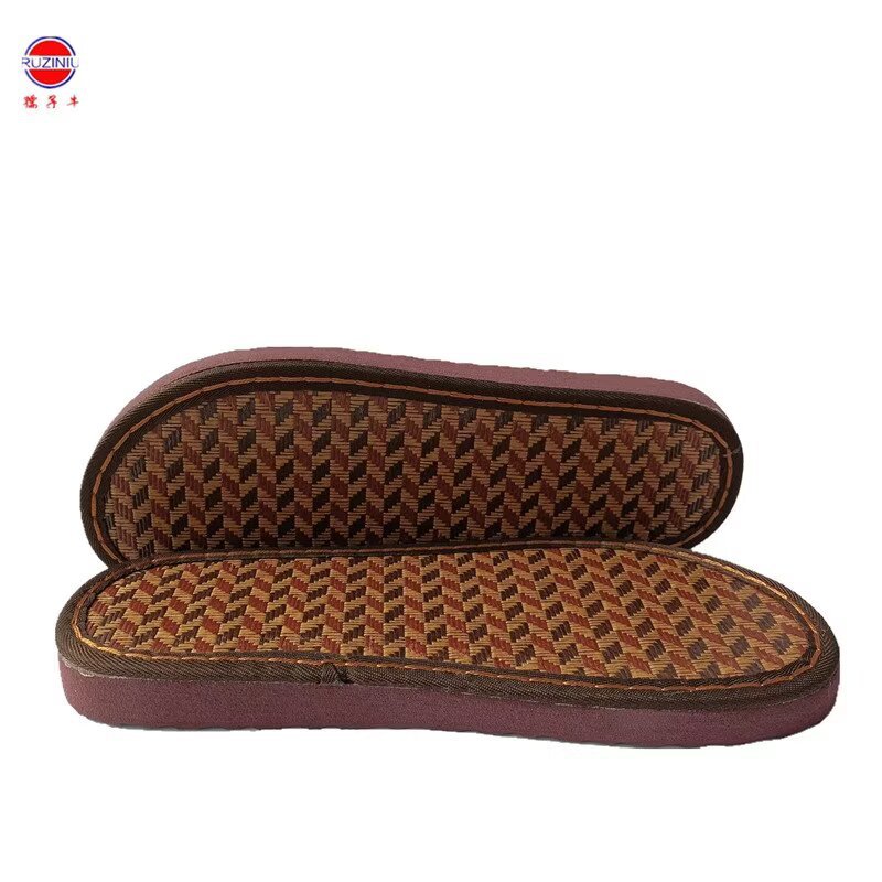 孺子牛手工编织鞋底 夏季鞋底平跟亚麻竹凉古藤凉拖鞋夏季男女款