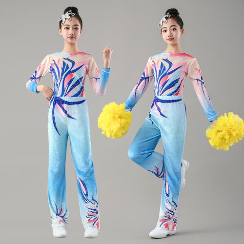 定做新款啦啦队健美操长袖套装