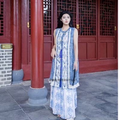 2025夏季新款国十三余小豆蔻长比甲通勤半身裙休闲两件套装多巴胺