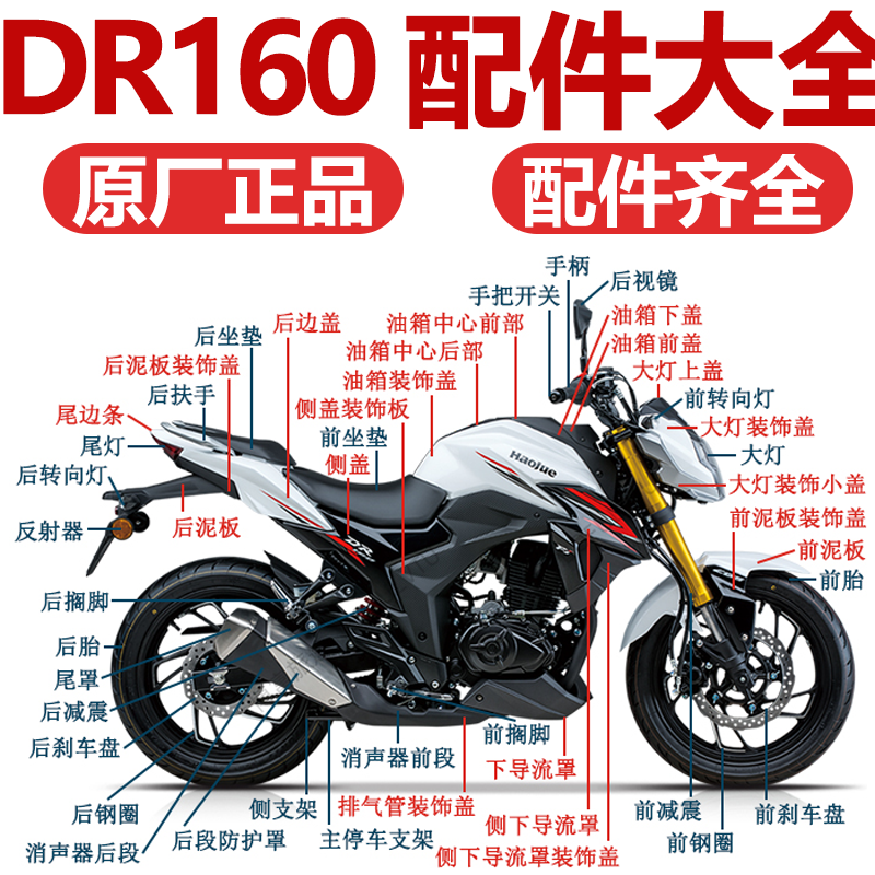 DR160全车壳导流后视镜原厂