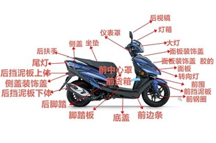 适用豪爵摩托车USR125全车外壳HJ125T-21 21C前围面板灯箱后视镜