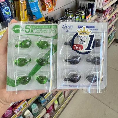 泰国直邮711版多芬Dove夏士莲Sunsilk护发精油胶囊免洗滋养顺便携