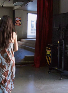 Lua ｜吊带网纱扎染蓝色修身连衣裙女夏两件套迪丽热巴聂九罗同款