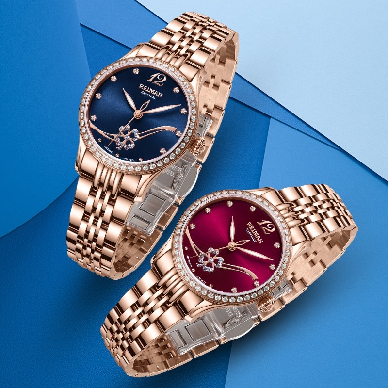 雷迈表(reimah)手表 心驰女神系列机械女士腕表四叶草女表8169l