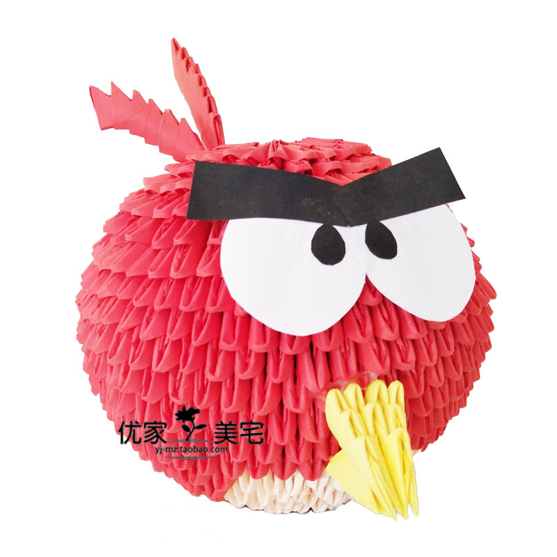 学生假期手工三角插组合折纸愤怒小鸟材料包幼儿劳技作业 diy胖红