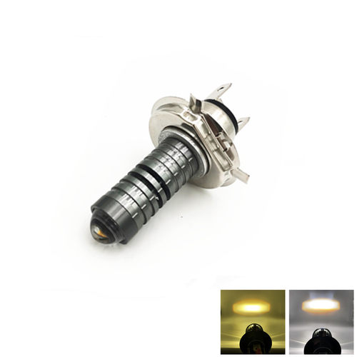 摩托车led大灯强光电动车三轮车透镜三爪H412v-80v前灯泡双色超亮
