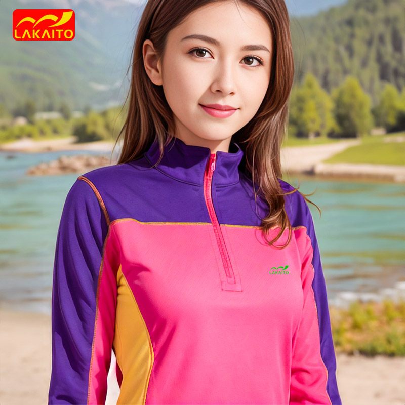 速干衣女长袖立领排汗透气户外运动上衣徒步登山爬山弹力快干t恤