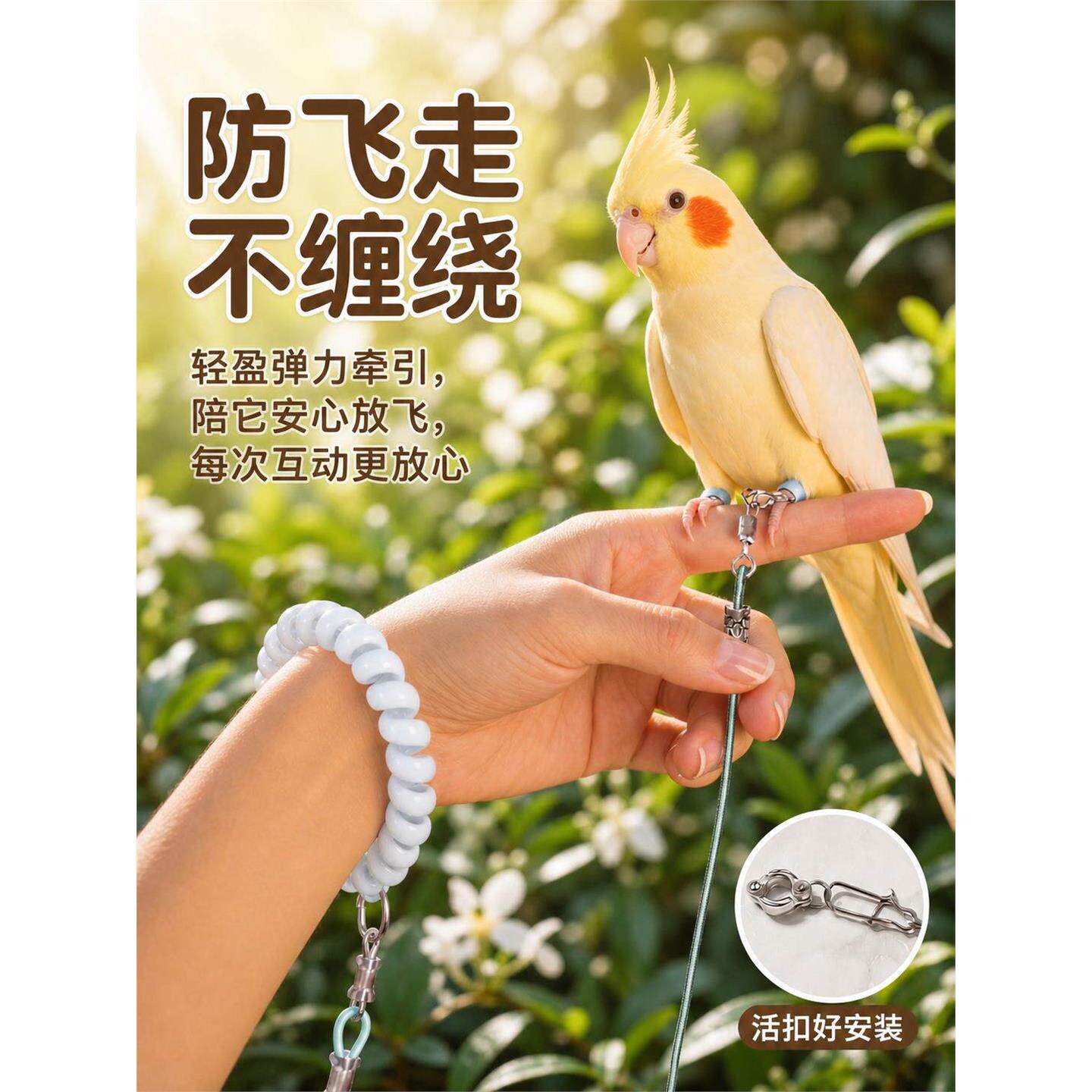 鹦鹉放飞绳不伤脚超轻牵引绳虎皮玄凤牡丹小太阳脚环脚链遛鸟绳芰