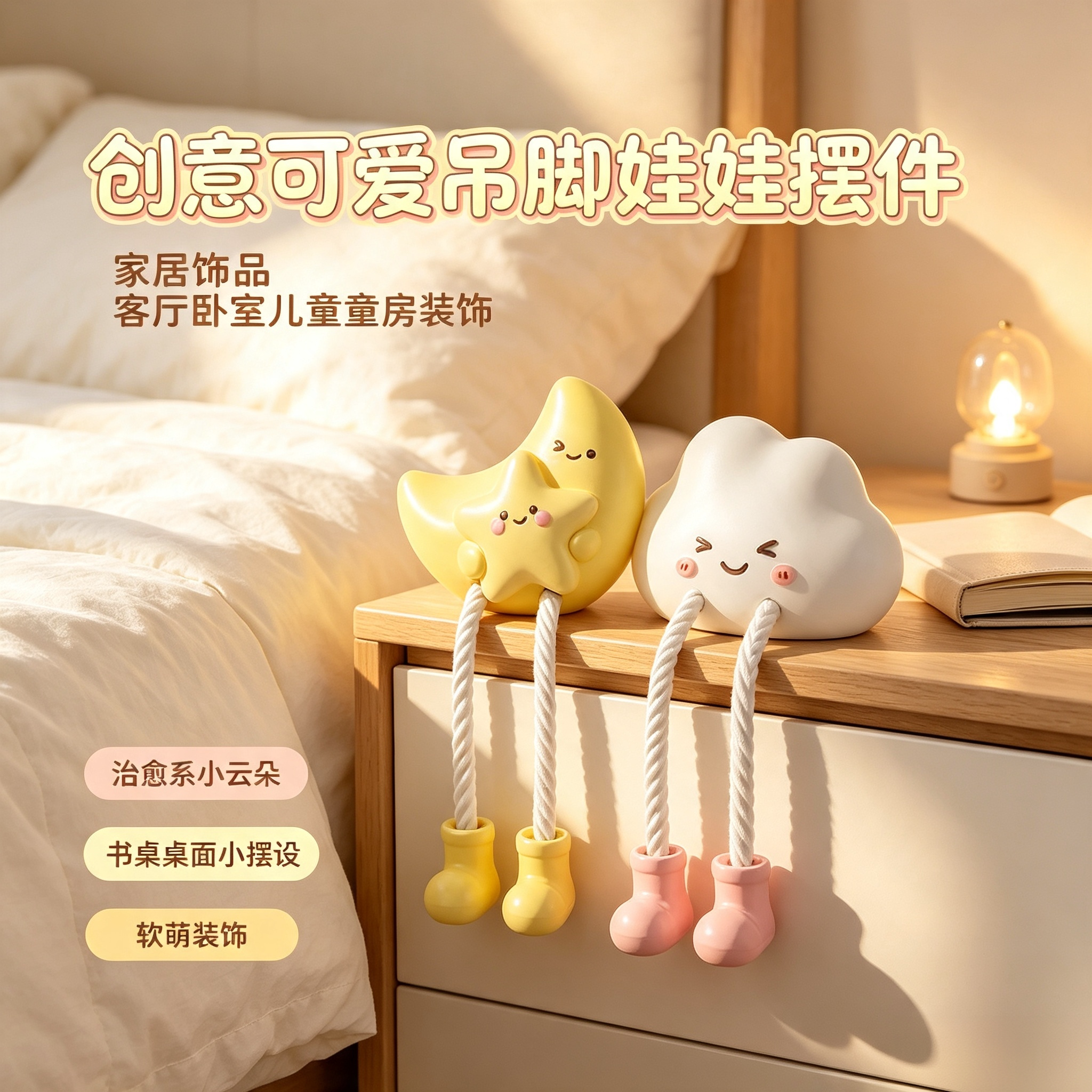 可爱吊脚娃娃摆件书桌洞洞板置物架女孩儿童房间改造小物件装饰品