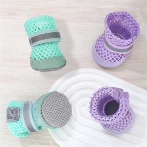 狗狗鞋子软底甩不掉耐磨舒适透气网面比熊贵宾雪纳瑞外出脚套凉鞋