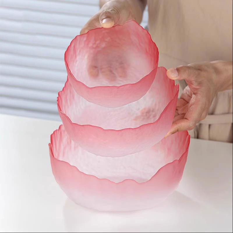 水果碗家用粉色玻璃碗高颜值沙拉碗三件套蔬菜甜品碗网红玻璃餐具,餐饮具,碗,淘宝优惠券,粉丝福利购,淘宝优惠卷
