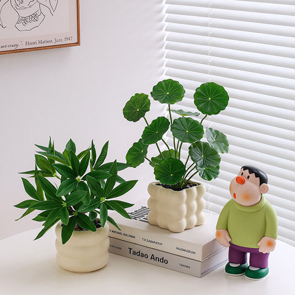 仿真花假绿植发财树小型盆栽造景工位仿生花艺摆件客厅餐桌面植物
