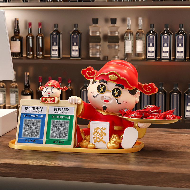 财神爷摆件开 店开 业大吉送礼物新店铺吧台收银柜台收钱二维码装,家居饰品,装饰摆件,淘宝优惠券,粉丝福利购,淘宝优惠卷