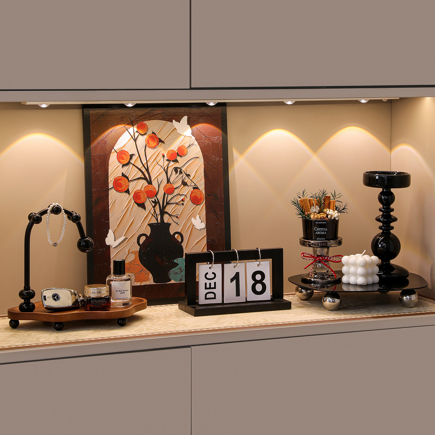 中古风玄关钥匙收纳摆件高级感入户鞋柜软装饰品置物架新中式摆画,家居饰品,装饰摆件,淘宝优惠券,粉丝福利购,淘宝优惠卷