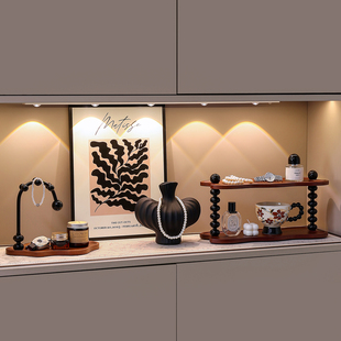 高级感摆画 柜新中式 中古风玄关装 饰摆件入户钥匙收纳置物架客厅鞋