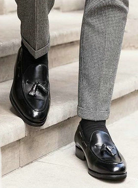 Loafer乐福鞋男鞋英伦真皮鞋流苏休闲韩版men懒人套脚一脚蹬Shoes