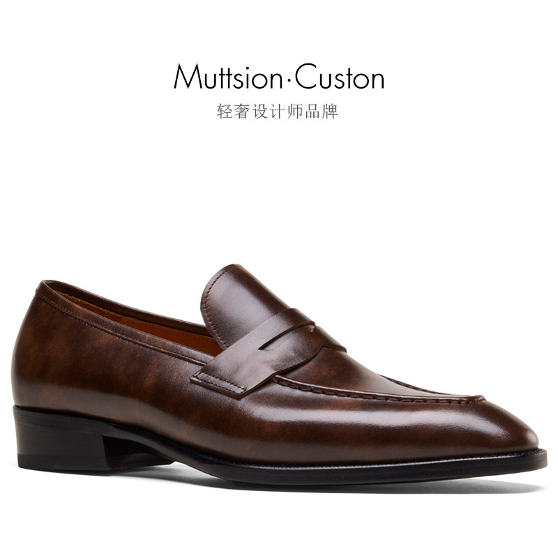 新品！高级感！博物馆牛皮Loafer乐福鞋真皮鞋休闲男鞋套脚一脚蹬