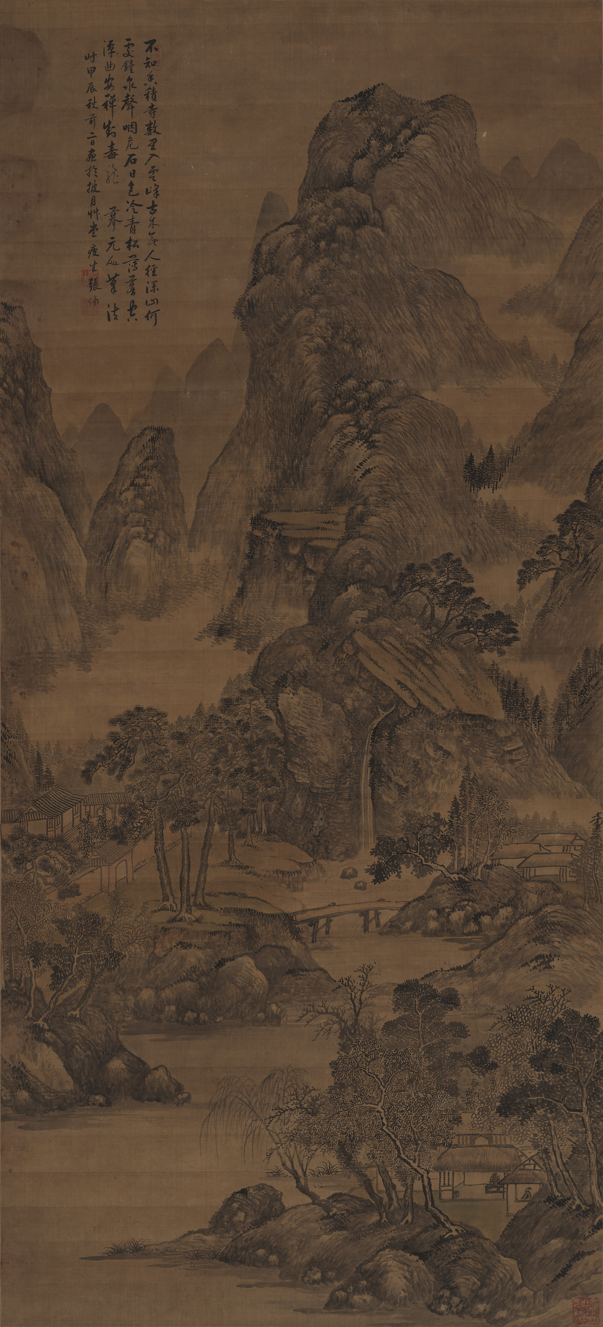 明代张伦溪山暮云图2022新版复制复印仿古学习临摹新中式装饰画芯