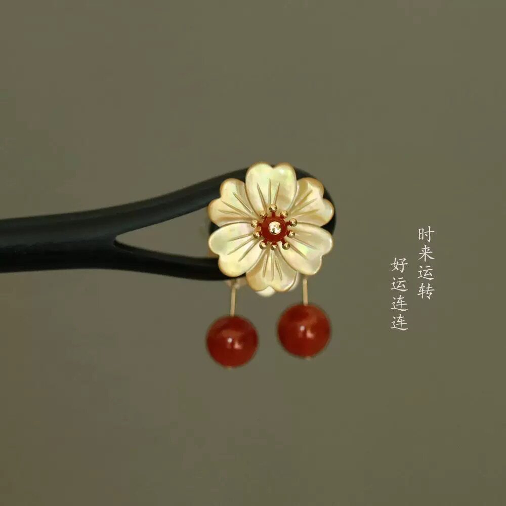 【时来运转】深海黄蝶贝发簪黑色发饰