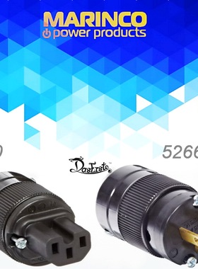 进口Marinco 马莲高级美标电源插头IEC插尾5266BL 320I超瓦特HIFI